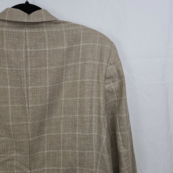 Lauren Ralph Lauren Mens 42R Beige Plaid Blazer Jaket 65% Wool 20% Silk 15% Line - Picture 11 of 14